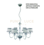 LAMPADARIO BACH 12 LUCI CRISTALLO E FINITURA CROMO ATTACCO E14 CON PARALUMI