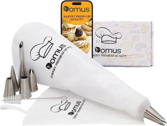 Sacchi per pennello e bocchette in acciaio inossidabile per decorazione di torte - 2 sacchetti lavabili in cotone inclusi 6 atomizzatori