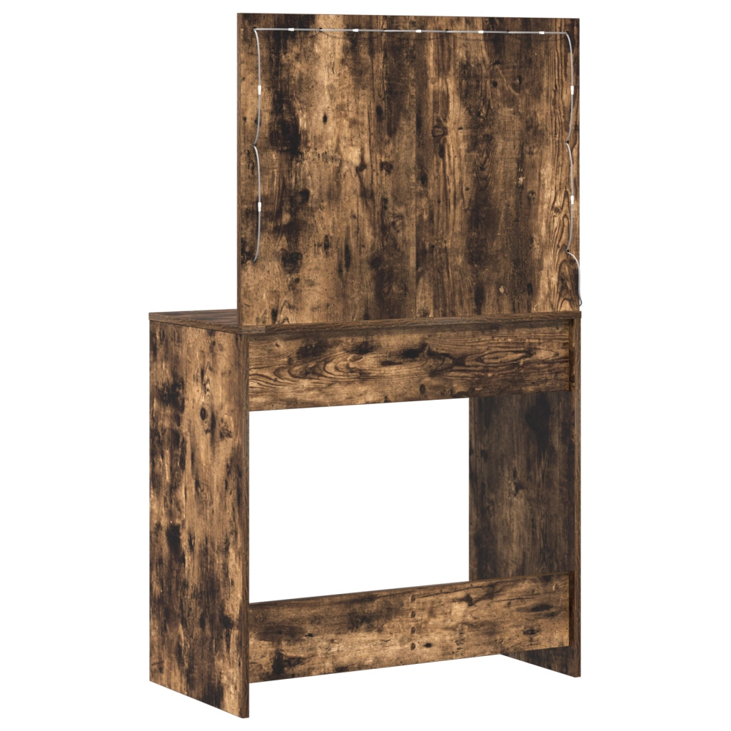 Tavolo da Toeletta con Luci LED Rovere Affumicato 78.5x41x135 cm