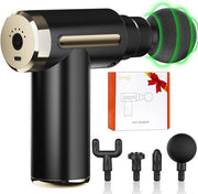 Mini Apparecchio di Massaggio Profondo per Tissuti 6 Velocità Manuale a Batteria Portatile- 4 Teste- Batteria 1800mAh- Ricarica Tipo-C- Silenzioso- Dispositivo Ricaricabile- Allevia il Dolore- Regalo- Nero