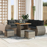 Set Divano da Giardino con cuscino 8 pcs Grigio polyrattan