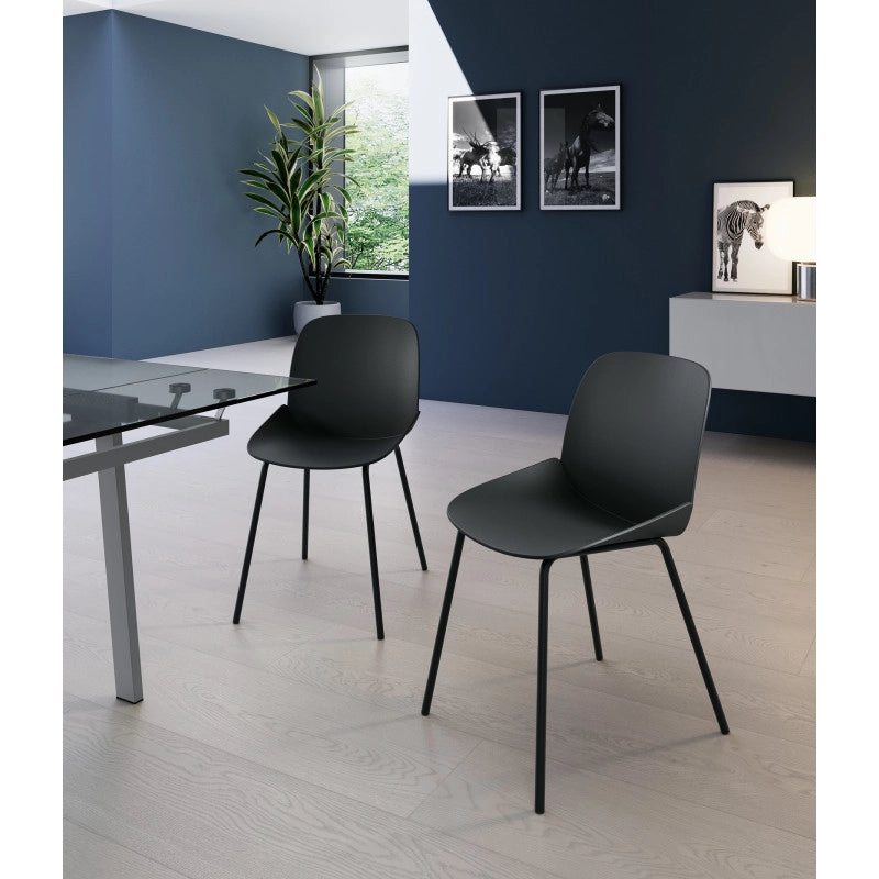 Sedia in polipropilene Gambe metallo verniciato Eva 46cm X 55cm H 79cm Stones