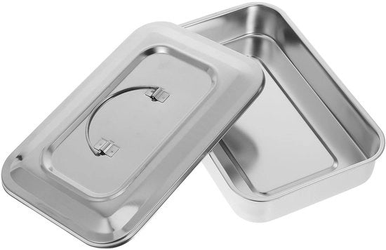 Scatola di sterilizzazione in acciaio inossidabile - Box per strumenti medici - Resistente all'usura - Argento - 24x16,5x5 cm - Finissaggio di alta qualità