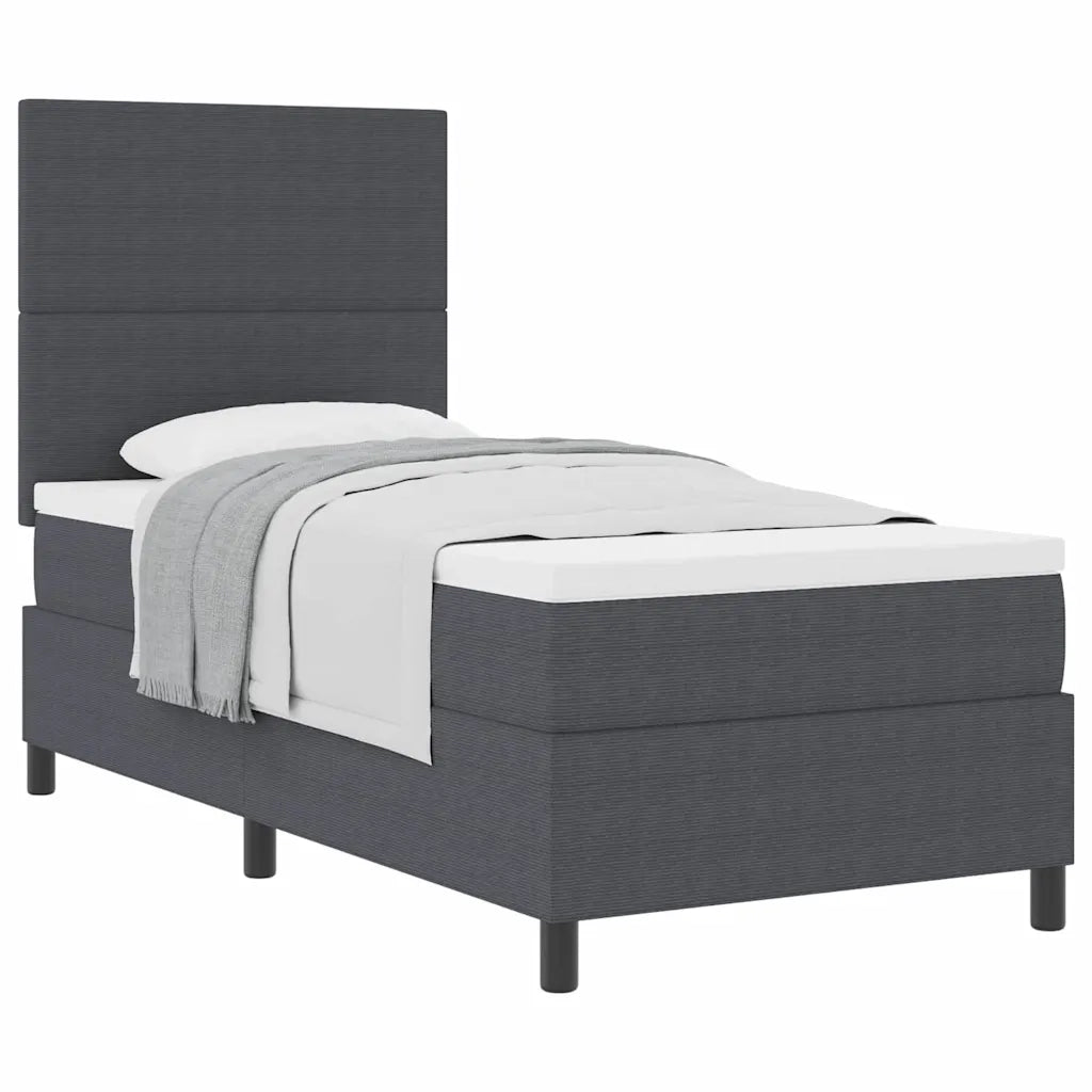 Letto a molle con testiera Grigio Scuro e Bianco 90 x 190 cm 3337536