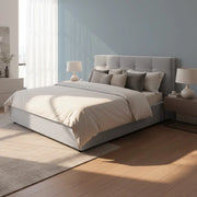 Letto Matrimoniale contenitore Ascoli 182x210x124H tessuto Enjoy grigio