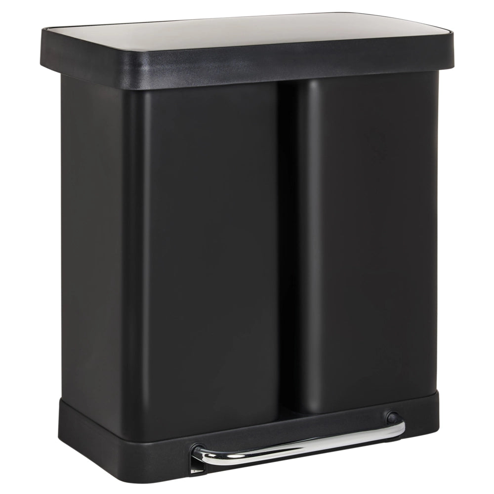 Cestino doppio con pedale e coperchio metallo Materiale sintetico Nero Cucina moderna Riciclabile
