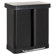 Cestino doppio con pedale e coperchio metallo Materiale sintetico Nero Cucina moderna Riciclabile