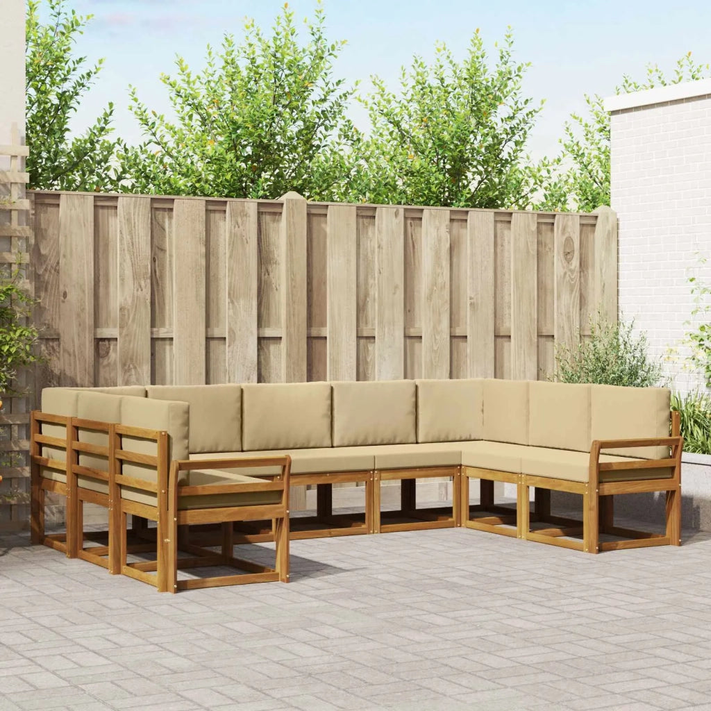 Set di divani da esterno con cuscino 9 pcs Naturale e Beige