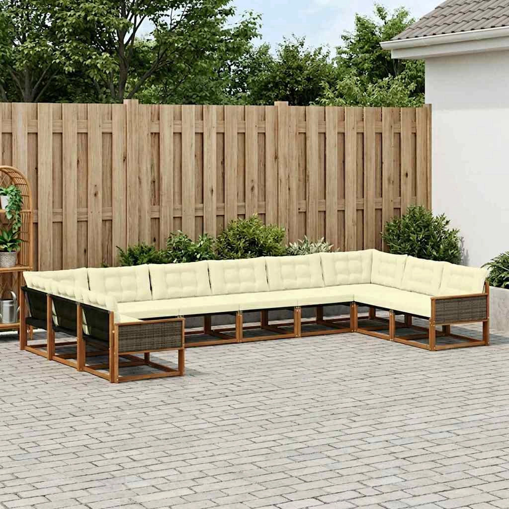 Set di divani da esterno 10 pz Naturale e Crema 3381706