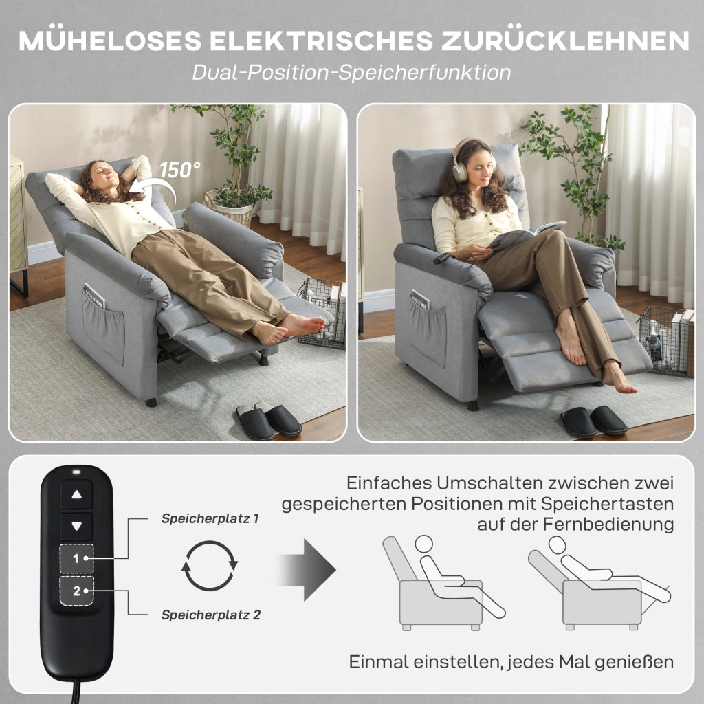 Poltrona Relax Massaggiante Elettrica Reclinabile con Lendenheizung ¨C Zephmum ¨C Grigio