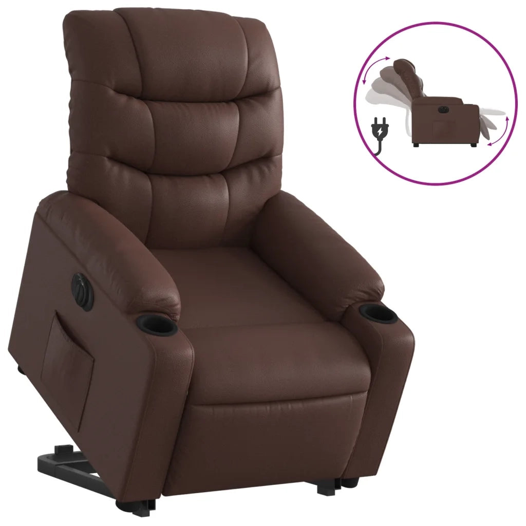 Poltrona Alzapersona Reclinabile Marrone in Similpelle 3206615
