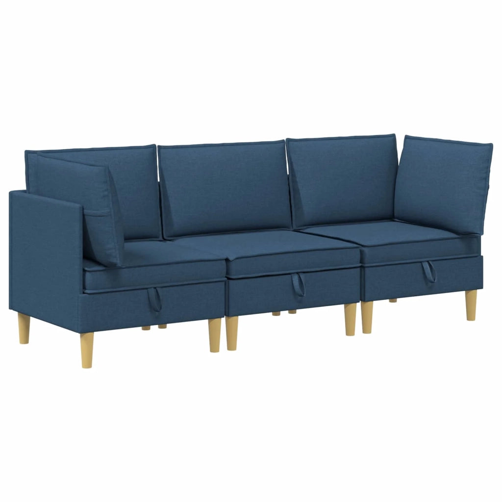 Set di divani modulari con spazio di archiviazione 3 pcs Blu