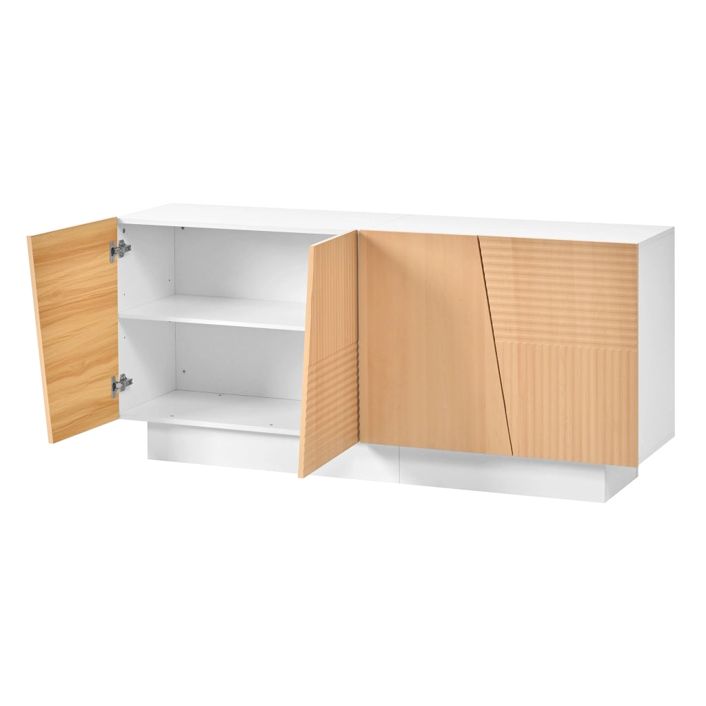Credenza e madia con 4 ante, 2 vani separati e ripiani regolabili, per soggiorno, 160 × 40,5 × 72 cm