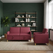 Set di Divani con Storage 2 pz Rosso Vino Poliestere 3429179