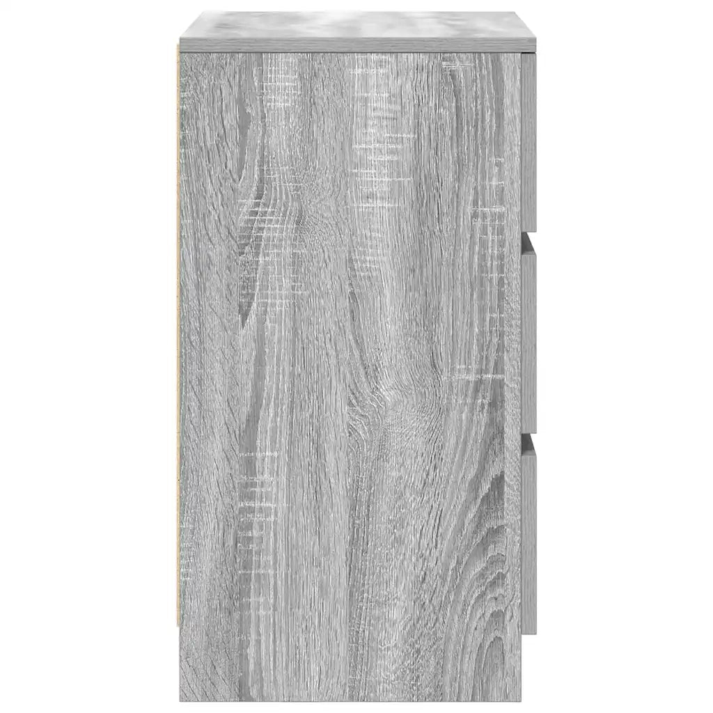 Comodini con 3 Cassetti 2 pz Grigio Sonoma 39x35x65 cm 861348