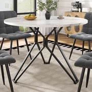 Tavolo da pranzo rotondo 100x100x76 cm con piedi regolabili; MDF effetto marmo nero