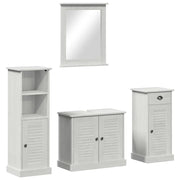 Set di mobili per il Bagno | Armadio da bagno 4 pz Bianco Antico Pino massello
