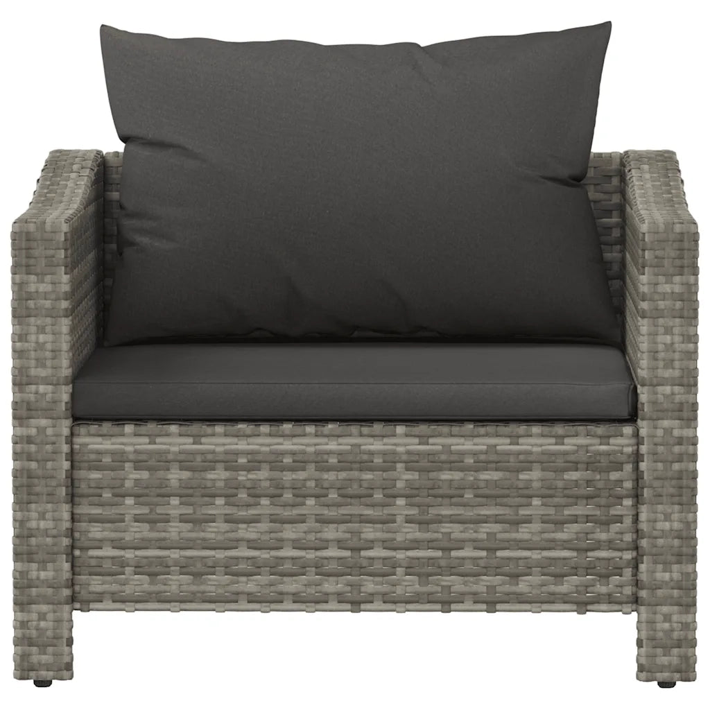 Poltrona da giardino con cuscino grigio in polyrattan 362693