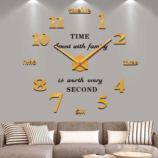 Oro Moderno Silenzioso Cucina Grande Orologio da Parete 3D Adesivo Decorazione per la Casa Regalo