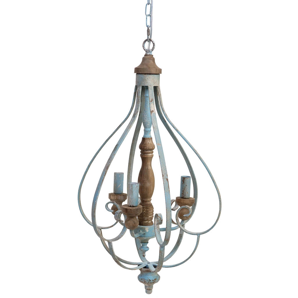 Lampada da soffitto in legno e metallo grigio 44,5X39,5X75h cm