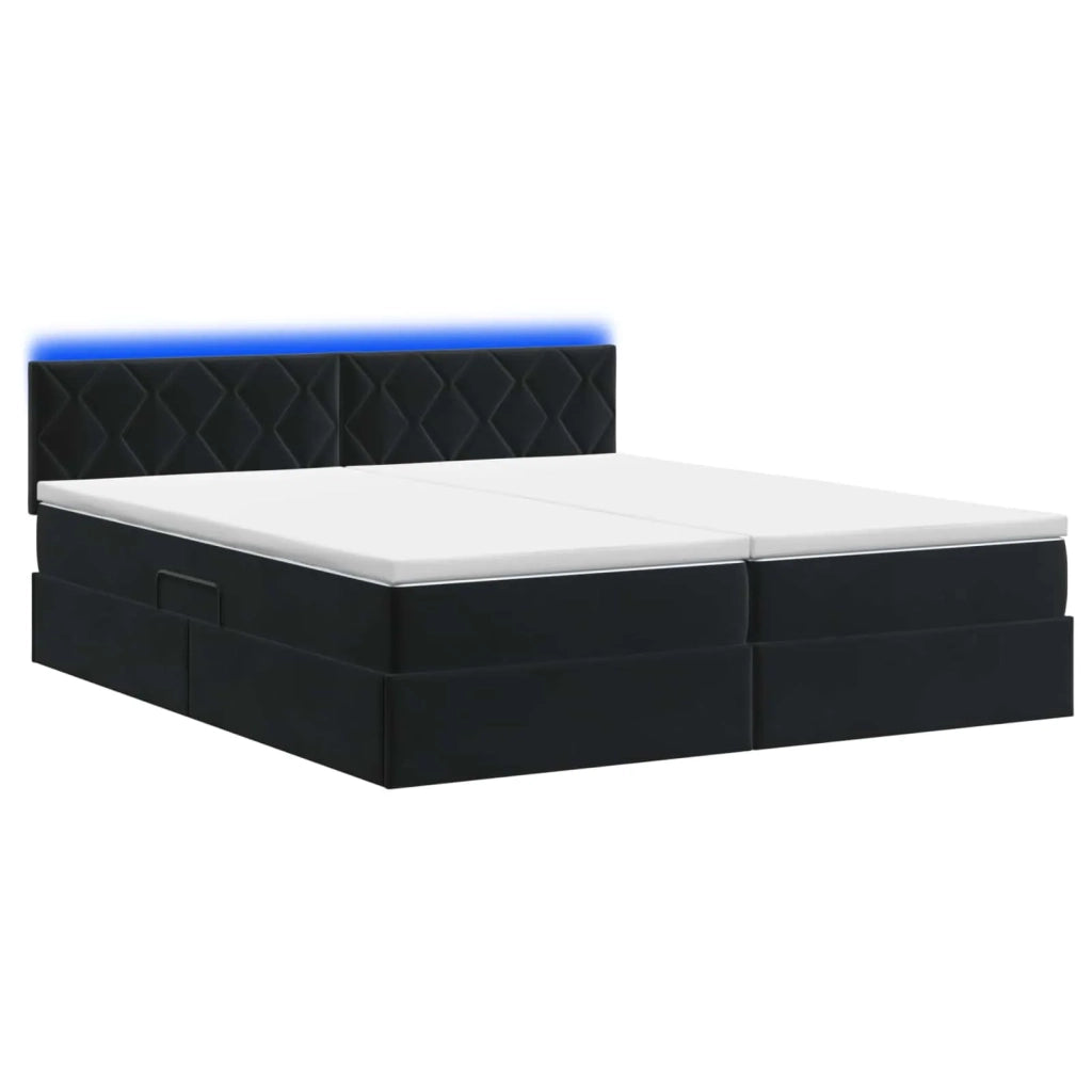 Letto con contenitore LED e materasso Nero 200 x 200 cm Velluto 3459404