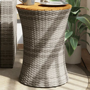 Tavolino-Tavolino da soggiorno-Tavolo Giardino Forma Tamburo Grigio Polyrattan Massello