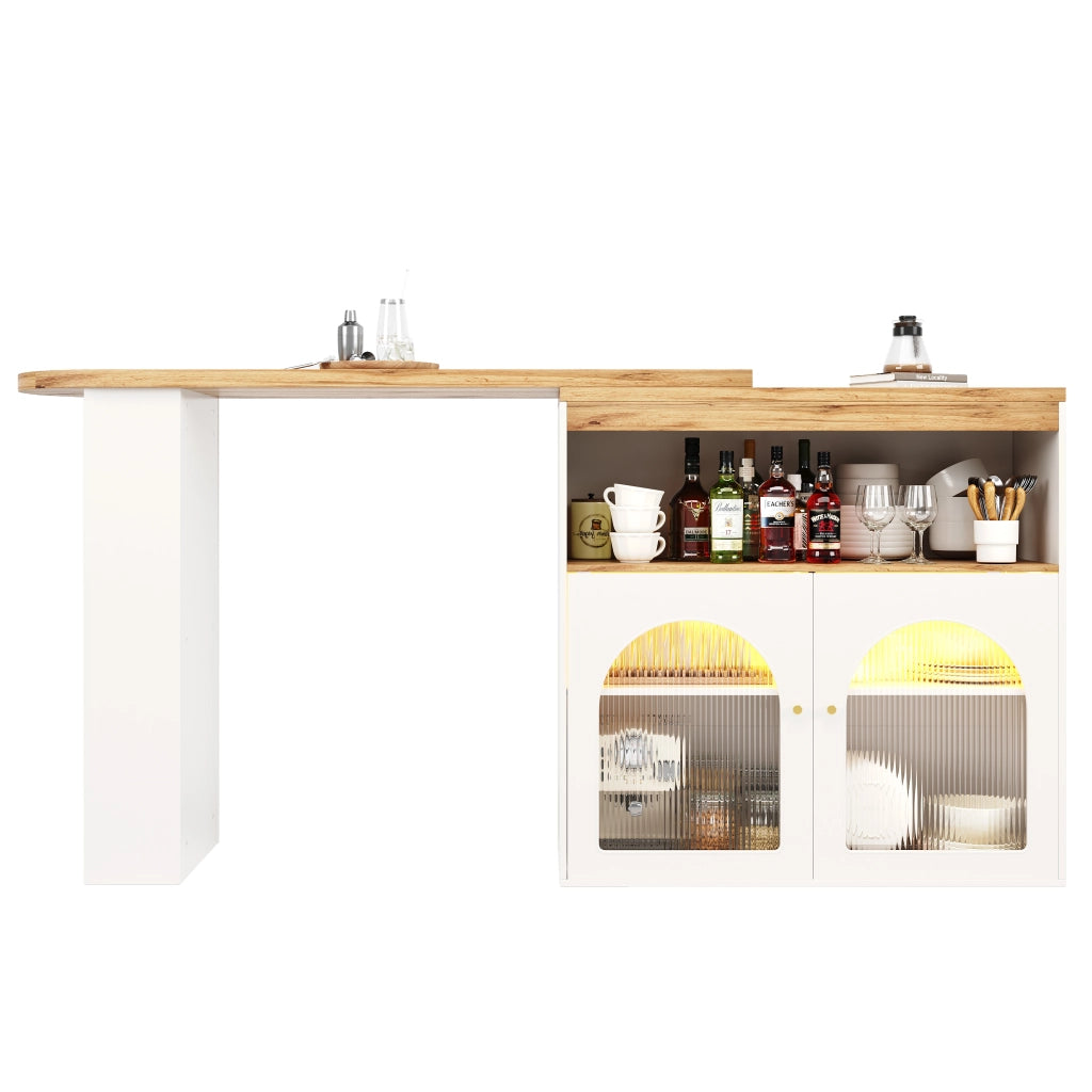 Tavolo Bar Allungabile con LED ¨C Xylo ¨C Bianco, 138-193x39x105 cm