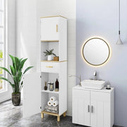 Cassettone da bagno - Cassetto da bagno autonomo con 5 contenitori - 39X179X30Cm - Arredo da bagno - Cassetto da bagno con porte - Bianco