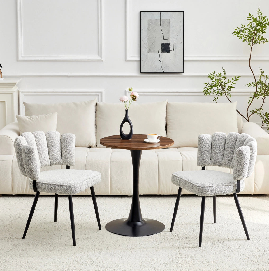 Set tavolo e sedie rotondo 60 cm in MDF effetto legno, 2 posti, nero e grigio