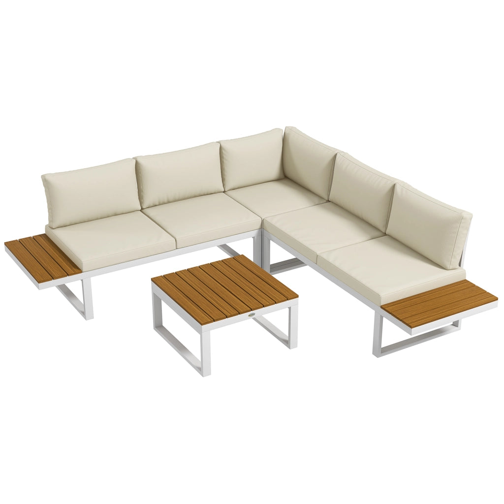 Set Divano Esterno 2 Pezzi Angolare con Cuscini ¨C Zephmum ¨C Crema