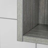 kleankin Armadietto con Specchio a 4 Sezioni con Ripiani Regolabili, in Legno e Vetro, 90x15x75 cm, Grigio