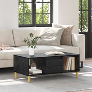 Tavolino da salotto con cassetto Rovere Nero 90 x 50 x 26.5 cm