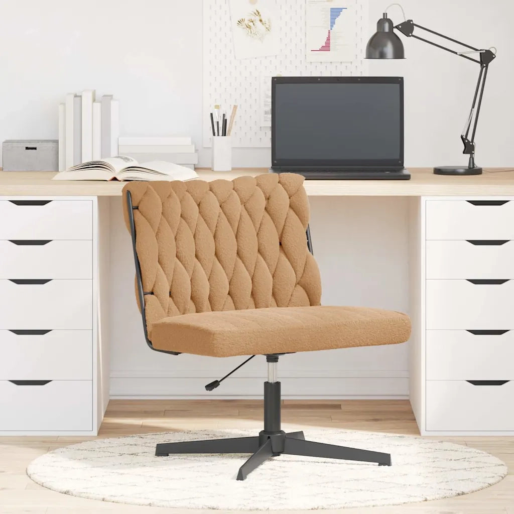 Sedia da Ufficio Girevole in Tessuto Riccio Beige Effetto Lana 4105400