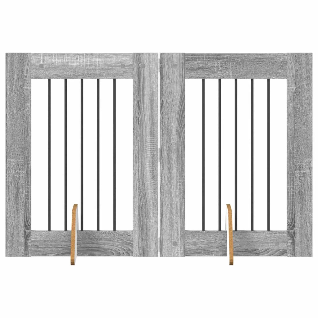 Cancello per cani con supporti 2 pcs Grigio Sonoma 60 x 80 cm