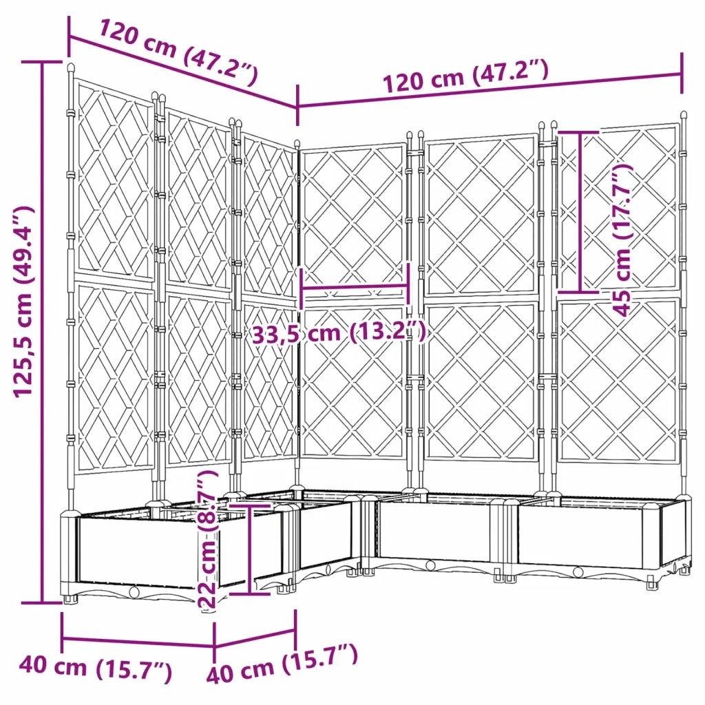 Vaso da giardino 5 pcs Grigio 120 x 120 x 125,5 cm Plastica 42002865