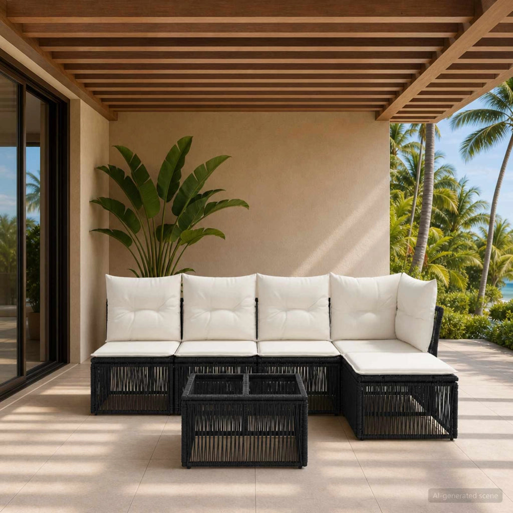 Set Divano da Giardino 6 pz Nero polyrattan 3434194