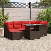 Set Divani Giardino 7 pz con Cuscini Marrone Polyrattan Acacia 3326195