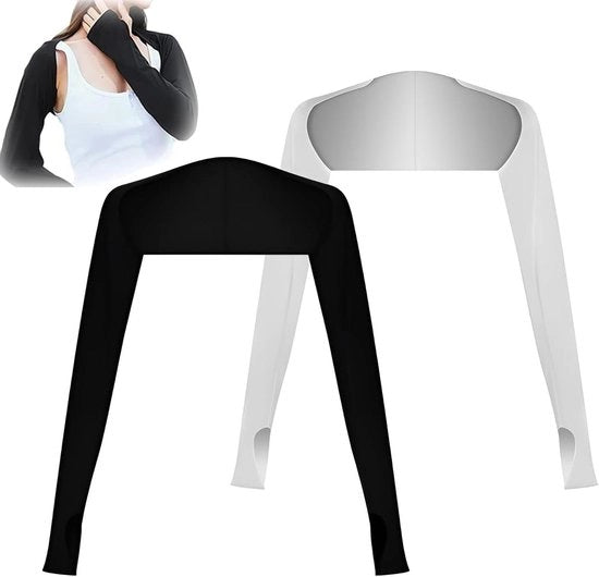 Bolero per donna con maniche lunghe e guanti senza dita bianco