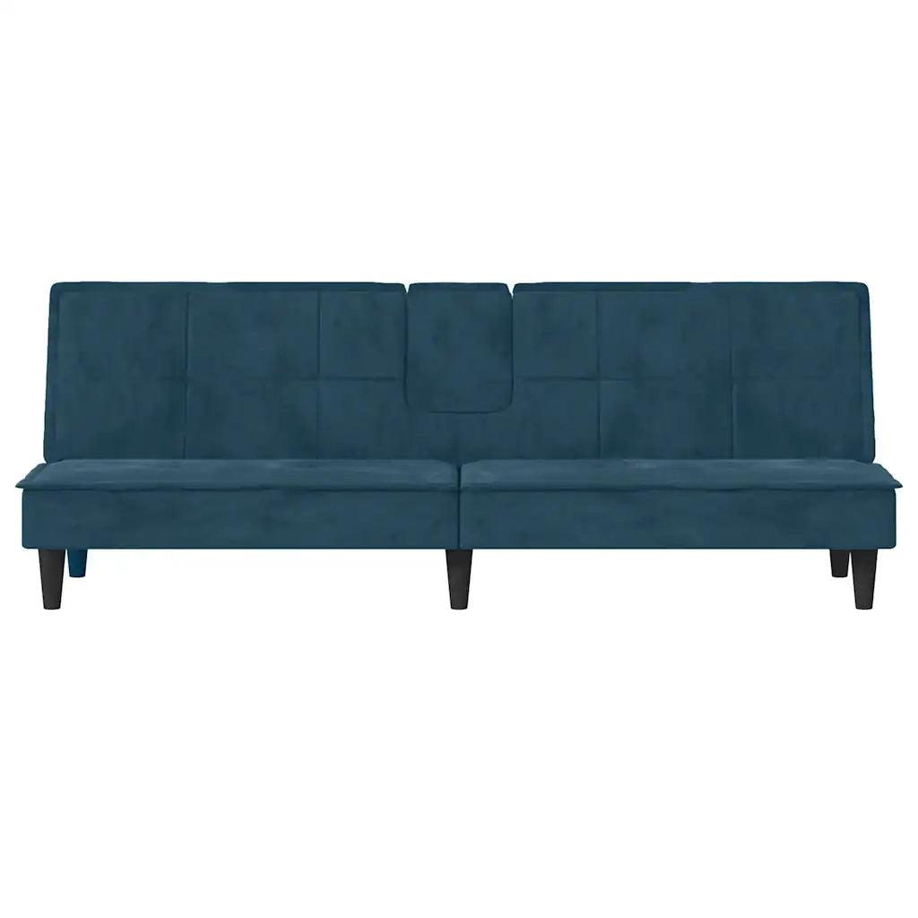 Divano Letto con Portabicchieri in Velluto Blu
