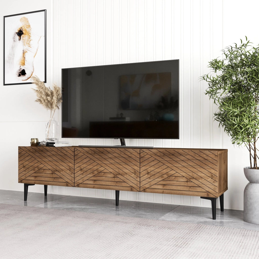 Porta TV in legno "Felix" - 160 x 31 x 44 cm - Marrone