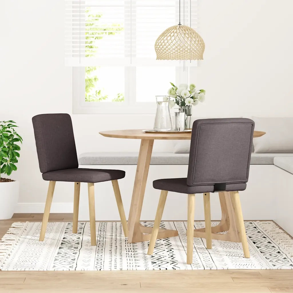 Sedie da Pranzo 2 pz Marrone Scuro in Tessuto 4101201
