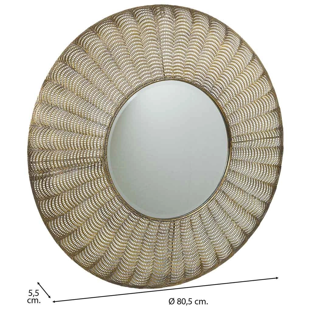 Specchio da parete in metallo dorato 80,5x5,5x80,5h