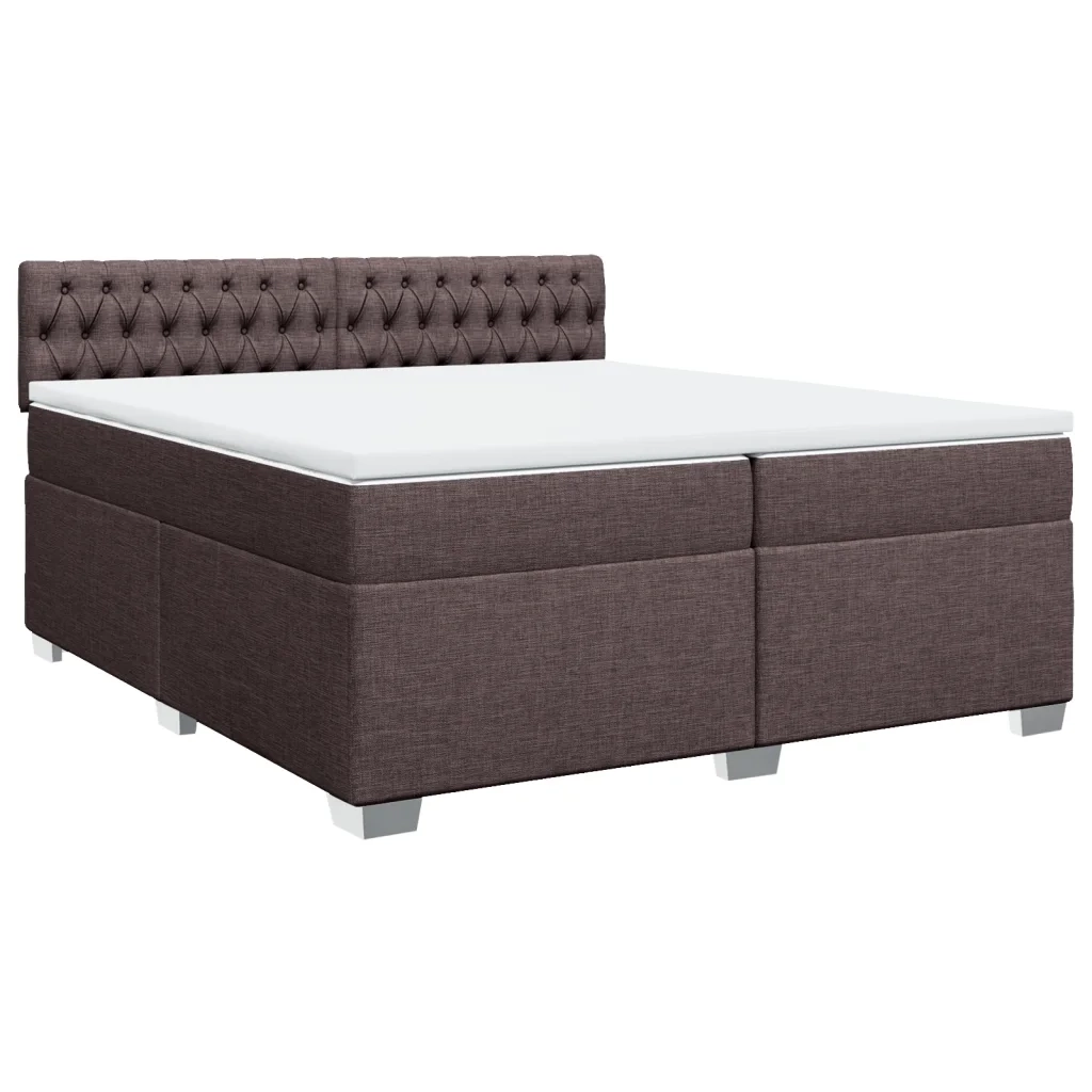 Giroletto a Molle con Materasso Marrone Scuro 200x200cm Tessuto 3288305