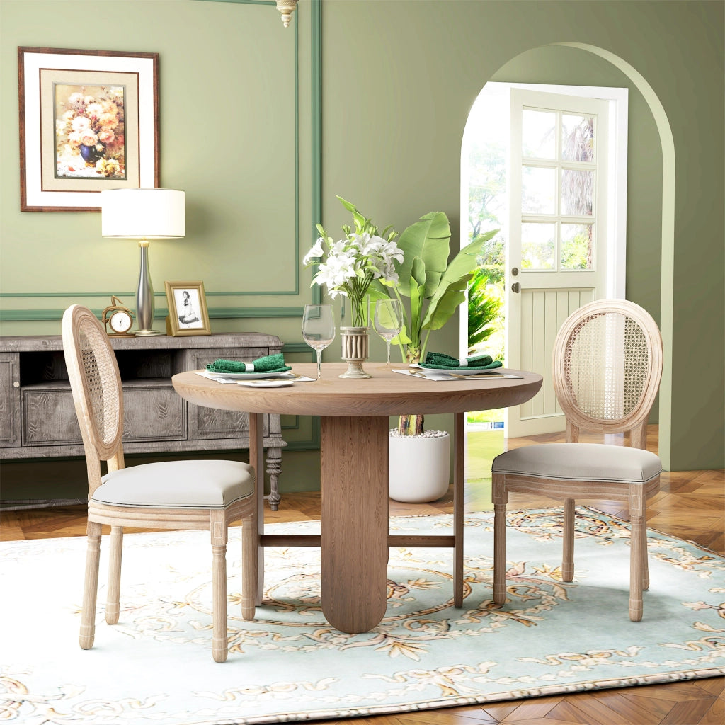 Set di 2 Sedie da Pranzo Vintage con Intreccio Vienna ¨C zephmum ¨C Naturale e Creme