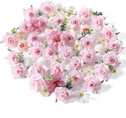 Set di vasi fiorali artificiali - 5 tipi di fiori - decorativo - 75 pezzi - bianco e verde