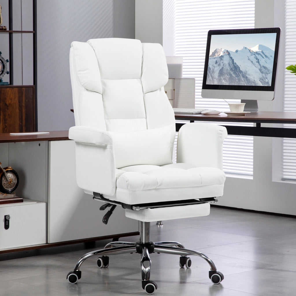 Sedia da Ufficio Ergonomica ¨C Xylo ¨C Altezza Regolabile 48-56 cm, Schienale Reclinabile, Poggiapiedi, Bianco