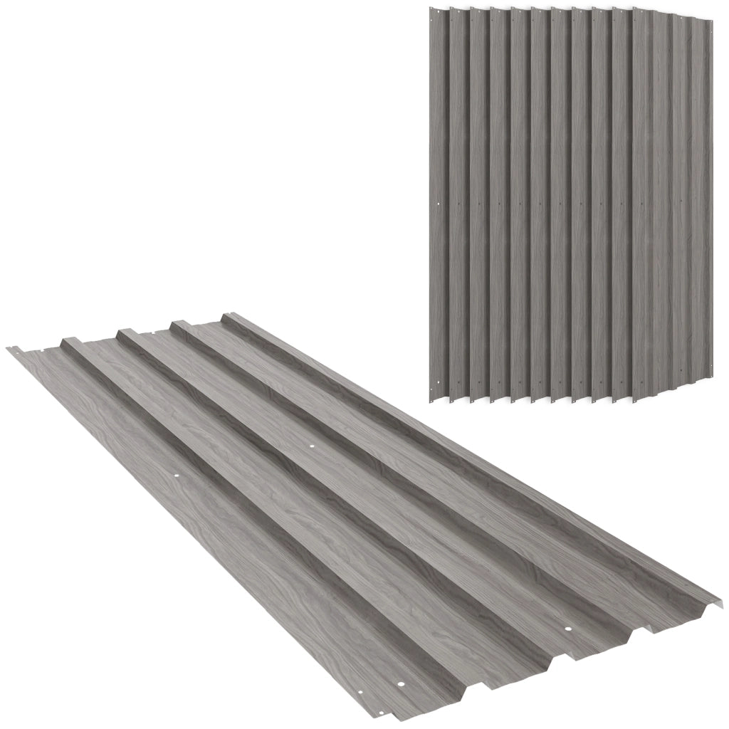 Pannelli in acciaio zincato per esterno ¨C zephmum ¨C 129x45 cm effetto legno grigio chiaro