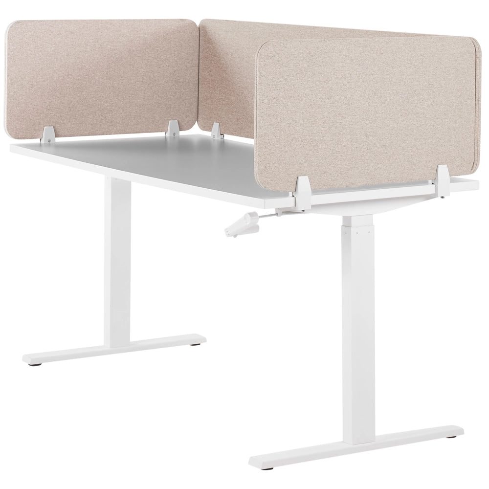 Pannello Divisorio Beige Fonoassorbente 130 x 40 cm in Plastica PET per Scrivania