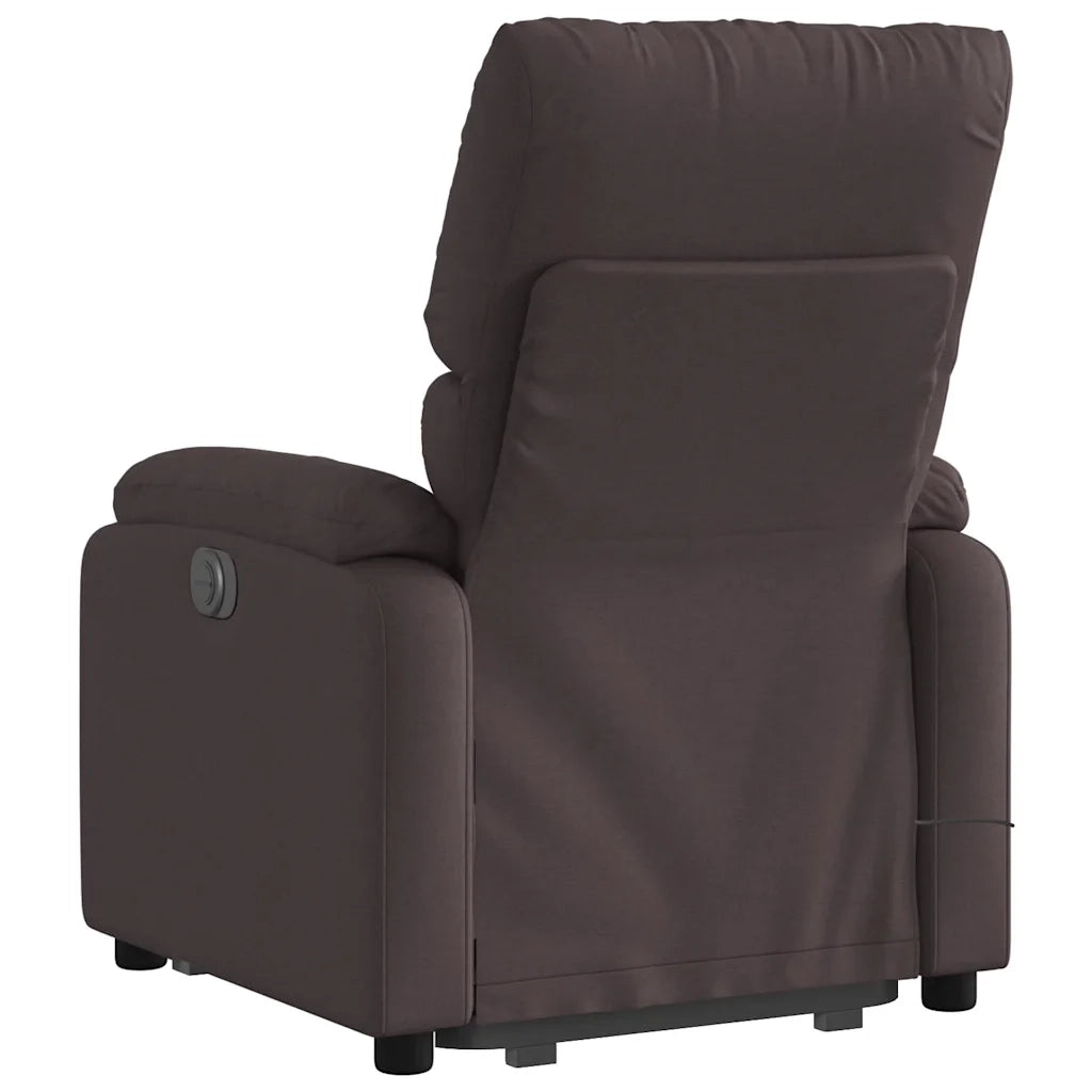 Poltrona | Sedia Relax Alzapersona Massaggi Reclinabile Marrone Scuro Tessuto