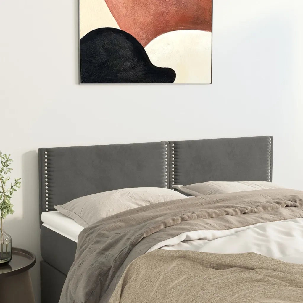 Testiera Grigio Scuro 144x5x78/88 cm in Velluto 345939